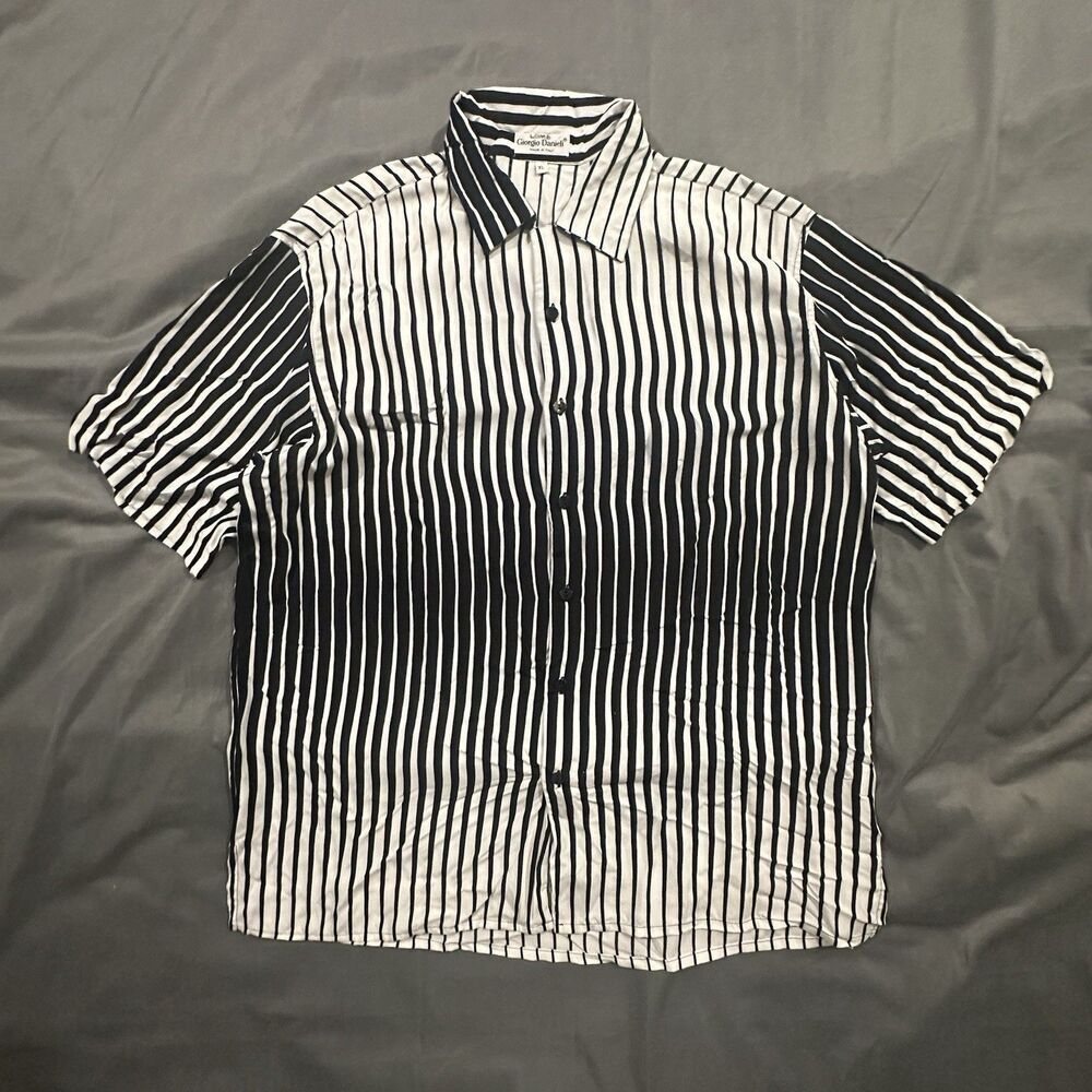 Vintage 90s Giorgio Danieli Shirt Button Up Striped Made In Italy Mens XL
